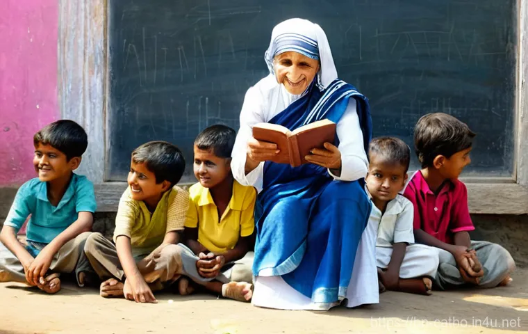 성녀 테레사의 사랑과 헌신 - **Prompt 1: The Embrace of Compassion in Kolkata Slums**
    "A deeply empathetic and realistic full...