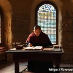 Home 14 가톨릭과 중세 과학 - **Prompt 1: Medieval Monastic Scriptorium – Preservation of Knowledge**
An intricately detailed ...