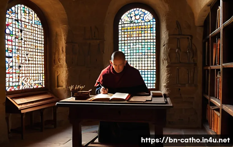 가톨릭과 중세 과학 - **Prompt 1: Medieval Monastic Scriptorium – Preservation of Knowledge**
    An intricately detailed ...